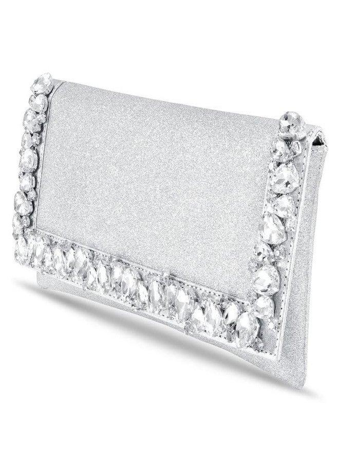 Aheli Clutch Purses Gift for Women Wedding Handmade Evening bags Party Bridal Clutch, Silver Color, Onesize - Image 5