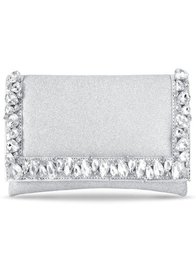 Aheli Clutch Purses Gift for Women Wedding Handmade Evening bags Party Bridal Clutch, Silver Color, Onesize - Image 1