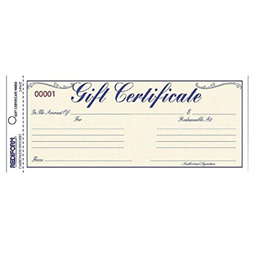 Rediform Gift Certificate Pack, 25 Duplicates with Envelopes, 3.625" x 9.5", Numbered, Blue/Gold (98002) - Image 5
