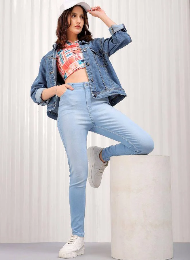 مرفوعة Women Skinny Fit Solid High-Rise Jeans