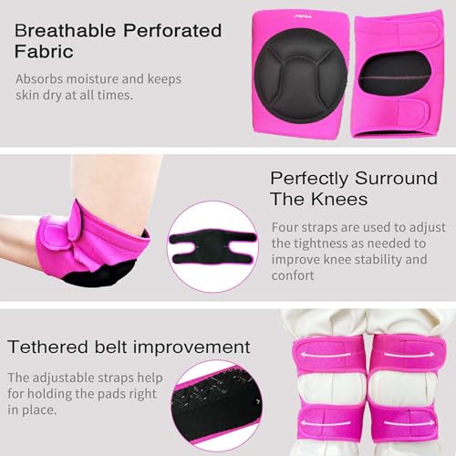 JYBTAA Women Knee Pads for Cleaning House Floors,Gardening Work,Carpet, Roofing,kneepads with Soft Inner Liner, Adjustable knee pads Suitable Garden,Flooring Yard,Pink L, (1 Pair) - Image 5