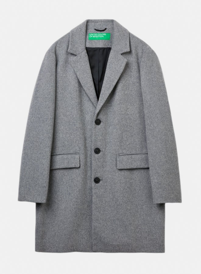 Benetton Men Lined Coat In Wool Blend - Image 1