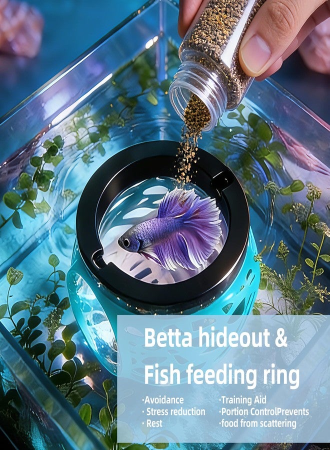UNISOLODECHO Floating Betta Hideout Cave for Aquarium, Multi-Function Resting Hammock & Shrimp Feeder with Fish Feeding Ring, Betta Fish Tank Accessories, Aquarium Decor & Fish Tank Decor（Ice Blue） - Image 5