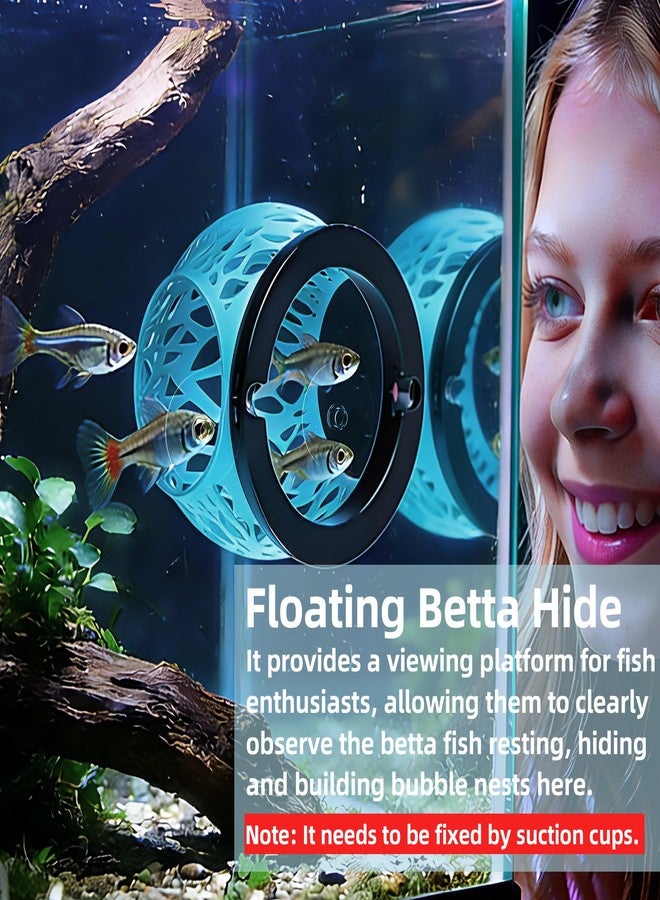 UNISOLODECHO Floating Betta Hideout Cave for Aquarium, Multi-Function Resting Hammock & Shrimp Feeder with Fish Feeding Ring, Betta Fish Tank Accessories, Aquarium Decor & Fish Tank Decor（Ice Blue） - Image 2