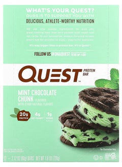 QUEST NUTRITION Protein Bar Mint Chocolate Chunk 12 Bars 2.12 oz (60 g) Each 