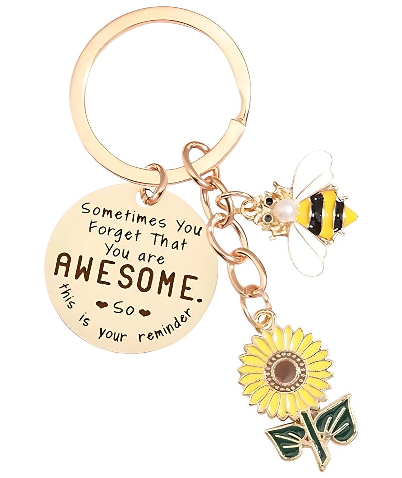 VayuSrot Key Chain, Sunflower Key Chains for Women, Aesthetic Keychains for Handbags, Motivational Key Ring for Women, Durable Stainless Steel Key Chain for Daily Use - Image 1