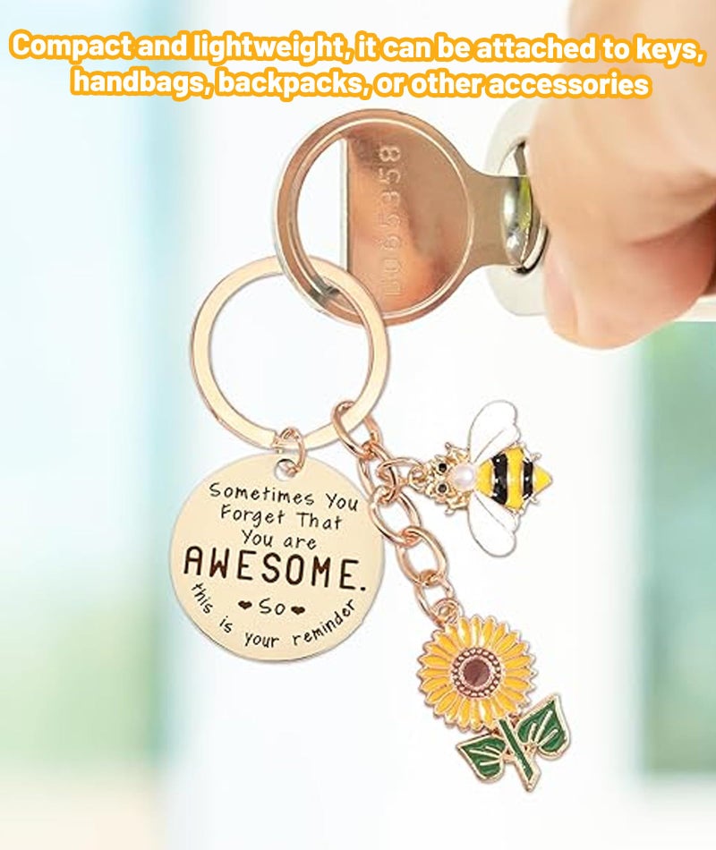 VayuSrot Key Chain, Sunflower Key Chains for Women, Aesthetic Keychains for Handbags, Motivational Key Ring for Women, Durable Stainless Steel Key Chain for Daily Use - Image 5