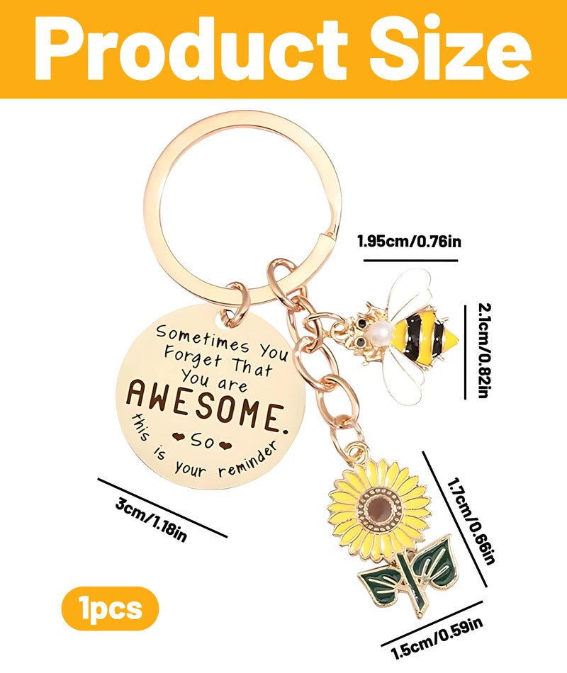 VayuSrot Key Chain, Sunflower Key Chains for Women, Aesthetic Keychains for Handbags, Motivational Key Ring for Women, Durable Stainless Steel Key Chain for Daily Use - Image 2