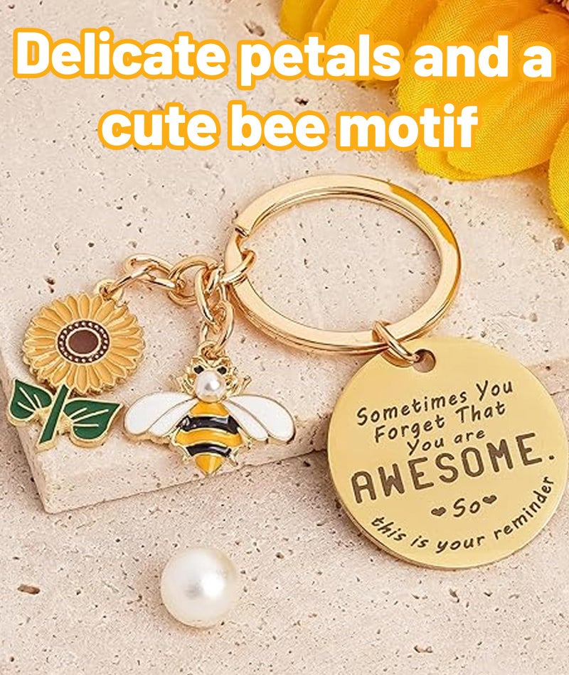 VayuSrot Key Chain, Sunflower Key Chains for Women, Aesthetic Keychains for Handbags, Motivational Key Ring for Women, Durable Stainless Steel Key Chain for Daily Use - Image 4