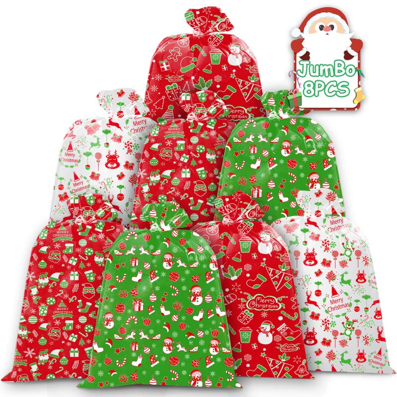 HYmoso 8Pcs Extra Large Christmas Gift Bag 44x36 HeavyDuty Waterproof Reusable Oversized Gift Sack with Rope Gift Tag Opaque Jumbo Wrapping Bag for Xmas Birthdays Parties Class Office Home - Image 2