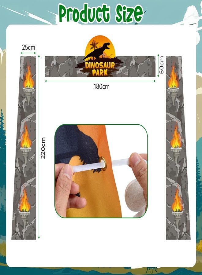 Bafeil Dinosaur Birthday Party Decorations Supplies - Dino Park Door Porch Banner Backdrop and Green Foil Fringe Curtains for Jungle Safari Theme Boys Kids Favors Photoshoot Props - Image 3