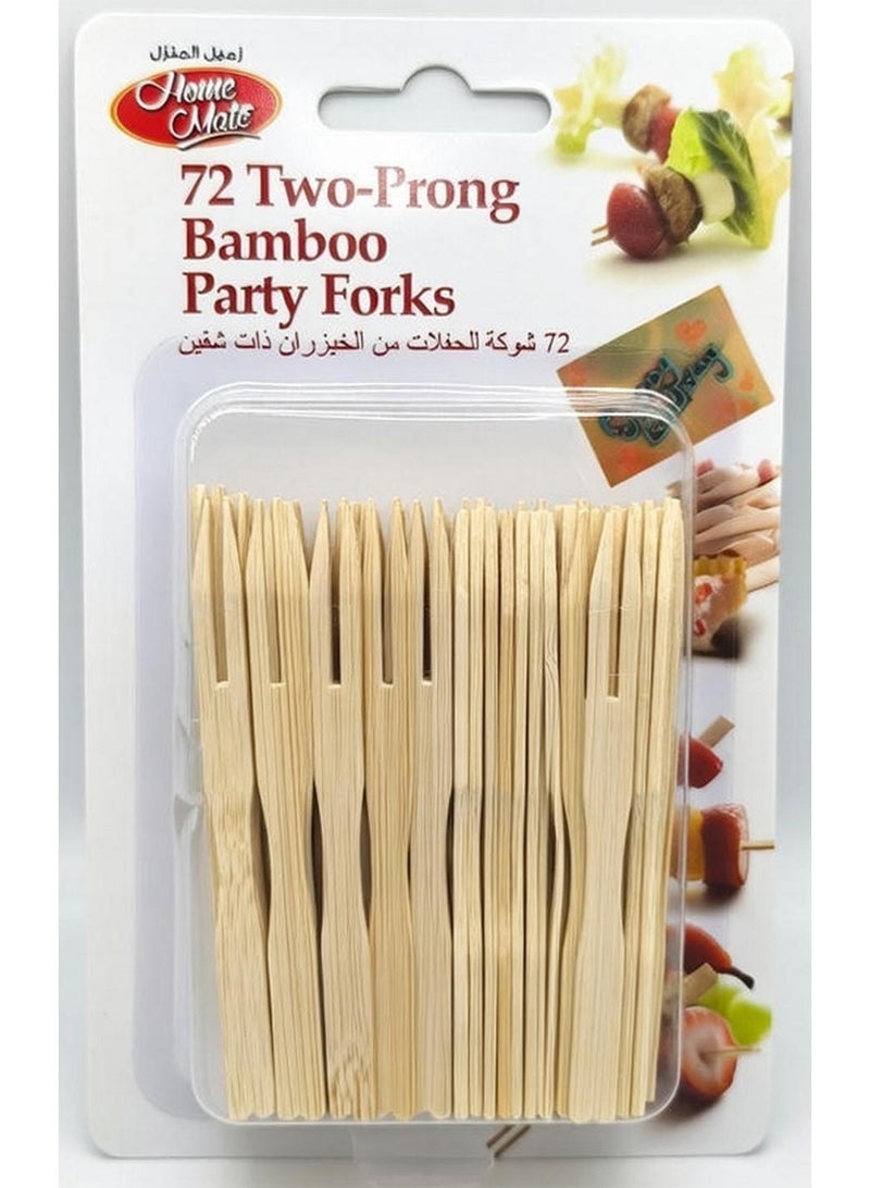 Home Mate Two Prong Bamboo Party Forks 72 Pcs