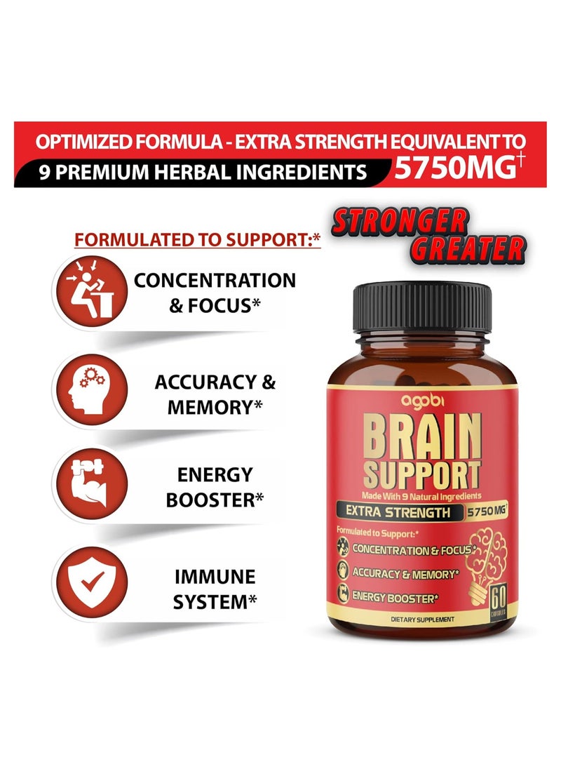 agobi - 9in1 Brain Support Supplement Made with 9 Natural Ingredients - 60 Capsules - Image 1