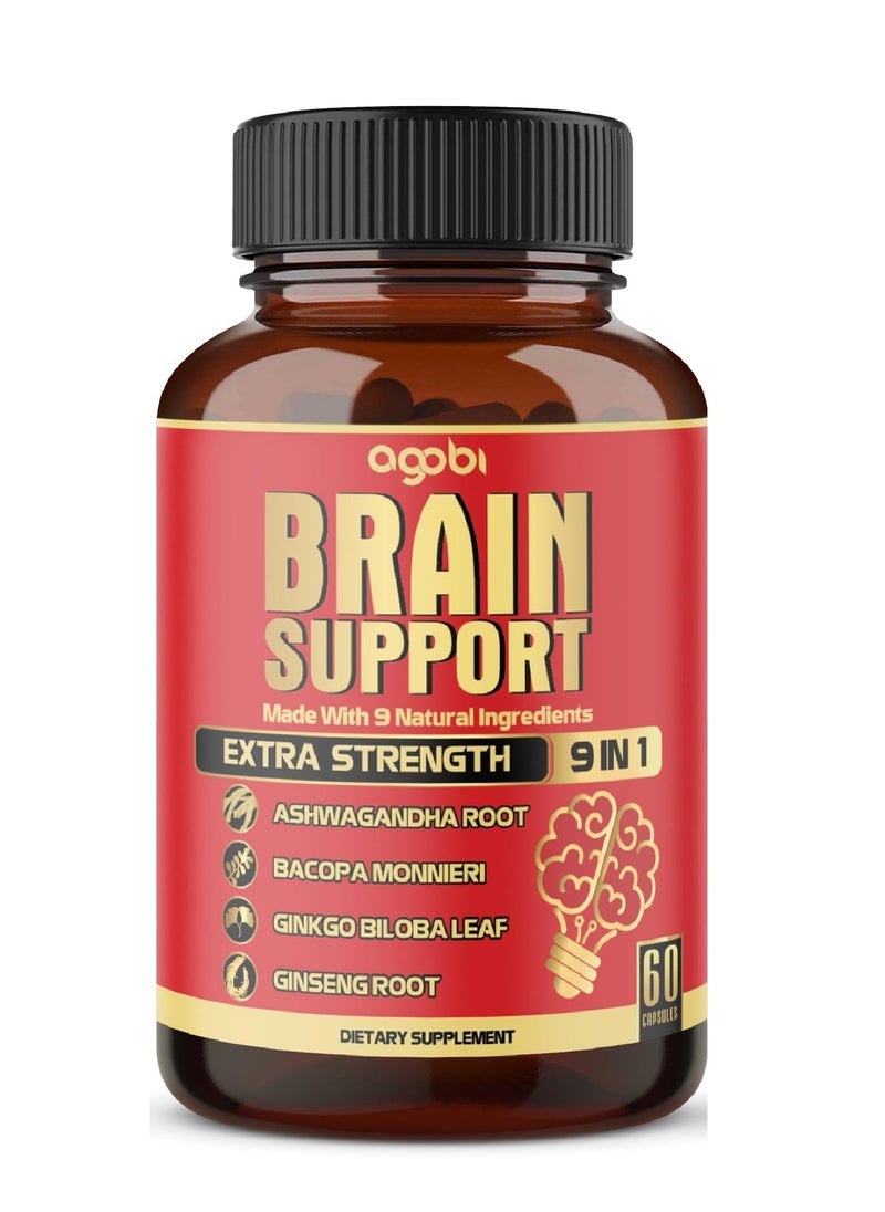 agobi - 9in1 Brain Support Supplement Made with 9 Natural Ingredients - 60 Capsules - Image 1