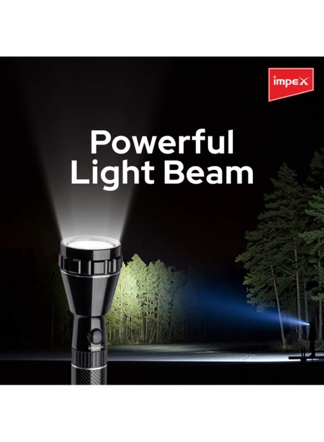 Impex 3-Piece Rechargeable Handheld Durable Powerful LED Flashlight Distance Covered Upto 800 Meters Black 295x185x55mm - Image 4