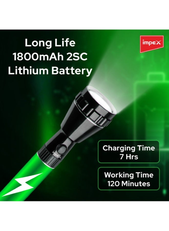 Impex 3-Piece Rechargeable Handheld Durable Powerful LED Flashlight Distance Covered Upto 800 Meters Black 295x185x55mm - Image 3