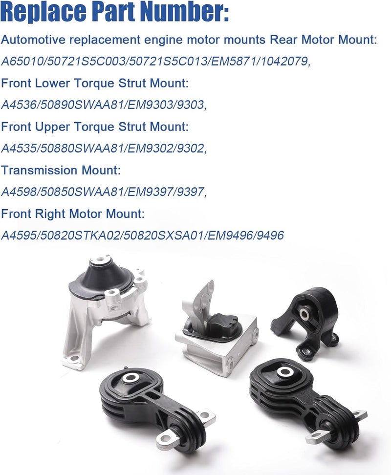 TomGoo Engine Motor Mount Set and Transmission Mount for Honda CR-V 2007-2011 L4 2.4L (5PCS) - Image 3