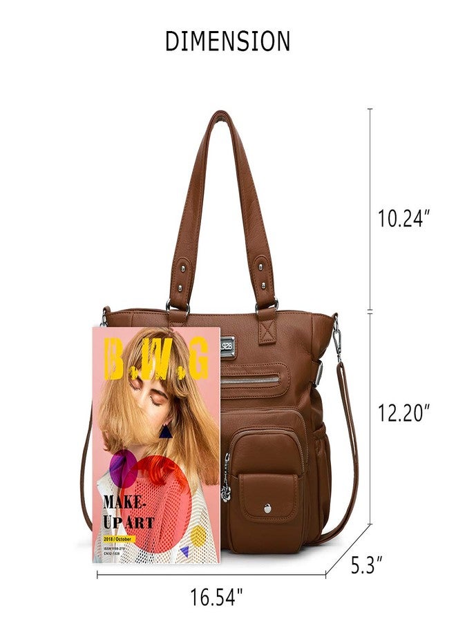KL928 Large Brown Hobo Bag, Women's Classic Elegant Waterproof Crossbody Handbag, A-brown-2, L - Image 2