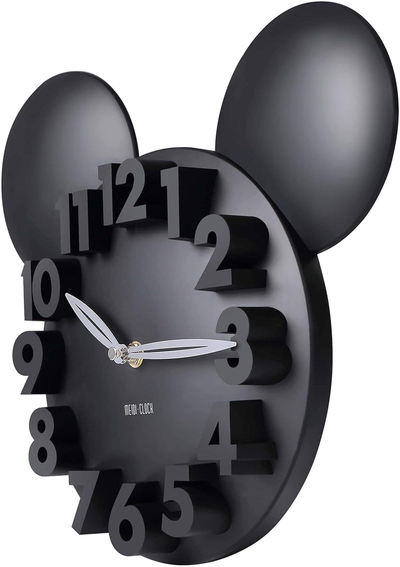 Meidi·Clock MEIDI CLOCK Modern Design Mickey Mouse Big Digit 3D Wall Clock Home Decor Decoration - Black - Image 3