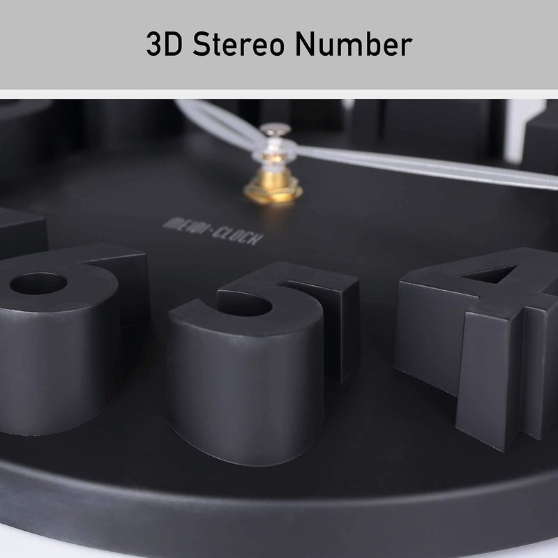 Meidi·Clock MEIDI CLOCK Modern Design Mickey Mouse Big Digit 3D Wall Clock Home Decor Decoration - Black - Image 4