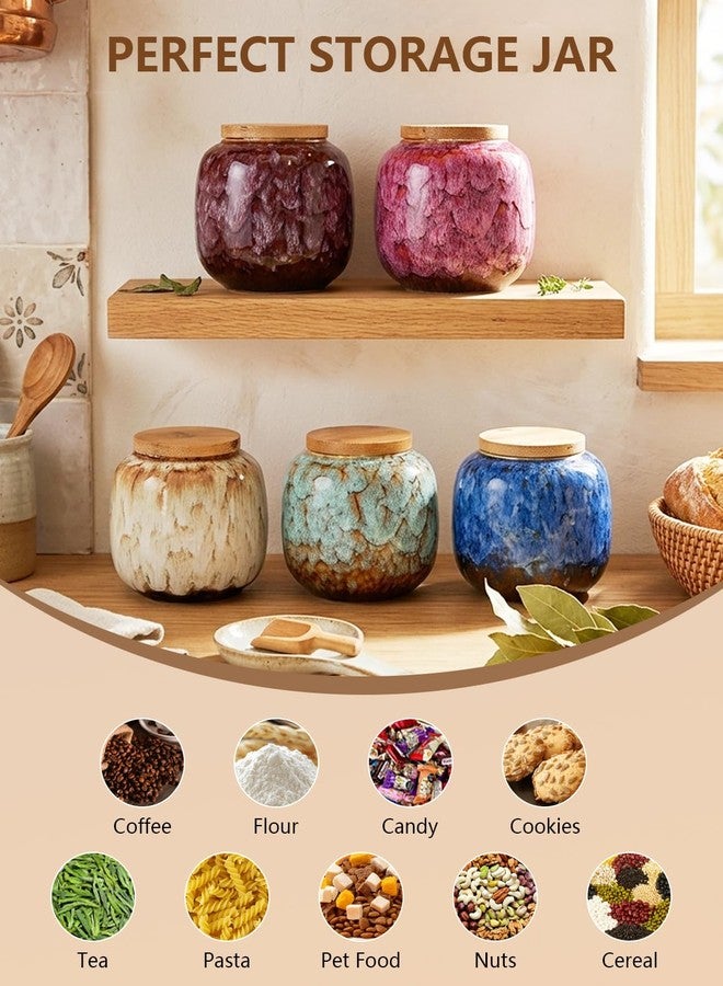 Simcat Ceramic Storage Jars, Exquisite Glaze Food Canisters for Kitchen Spice Storage, Tea Caddy Storage, Coffee Jar, Condiment Jar with Seal Lid (Rogue red carmine) - Image 4