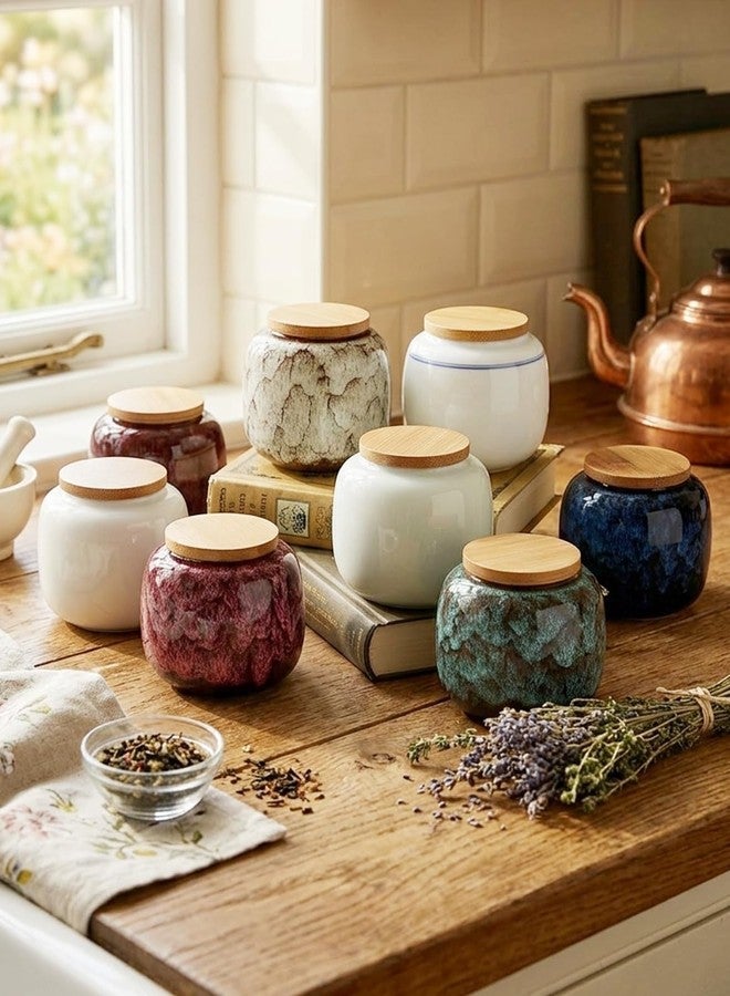 Simcat Ceramic Storage Jars, Exquisite Glaze Food Canisters for Kitchen Spice Storage, Tea Caddy Storage, Coffee Jar, Condiment Jar with Seal Lid (Rogue red carmine) - Image 5