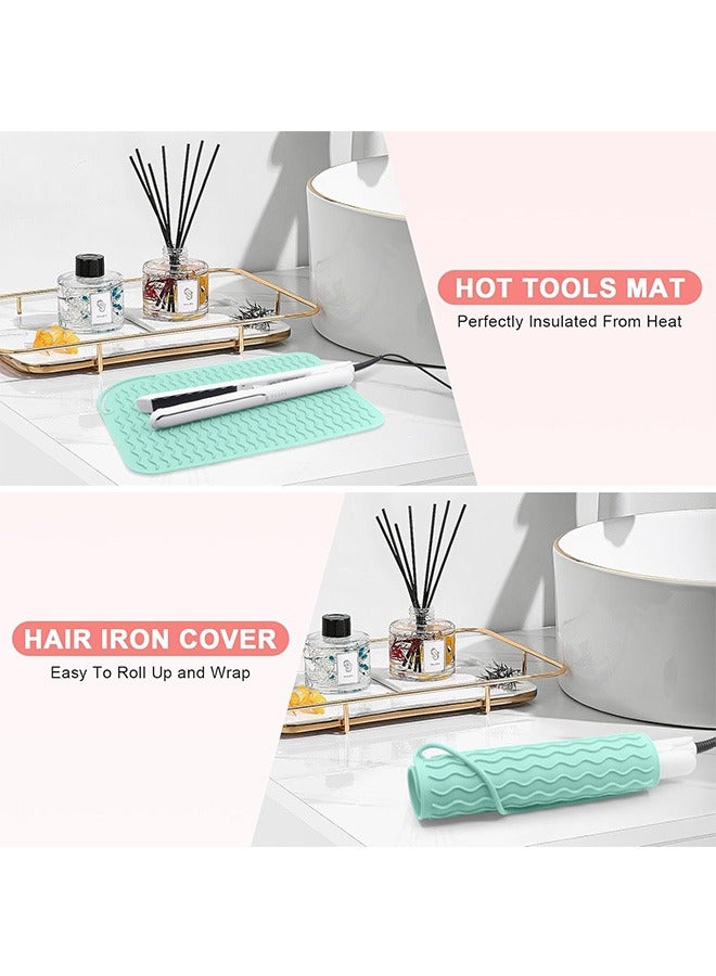 Beyond 3 Pcs Straightener Insulation Pad, Heat Resistant Silicone Mat, Portable Travel Hot Tools Pad Cover for Curling Iron (Grey+Pink+Green) - Image 4