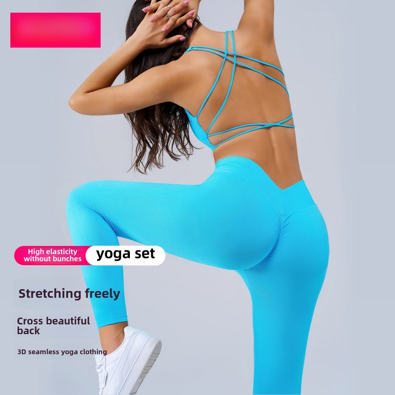 Seamless Yoga Fitness Set High Waist Sports Bra Pants Grass green - Image 5