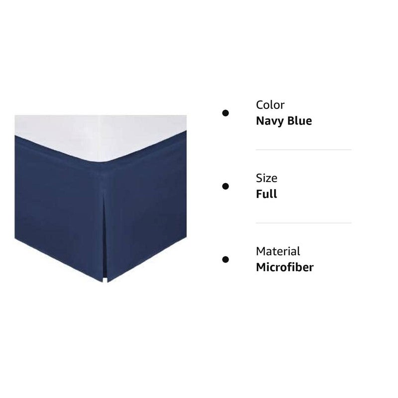 Fancy Linen Fancy Collection Full Size Easy Care Tailored Microfiber 14-inch Bed Skirt Solid Navy Blue New - Image 2