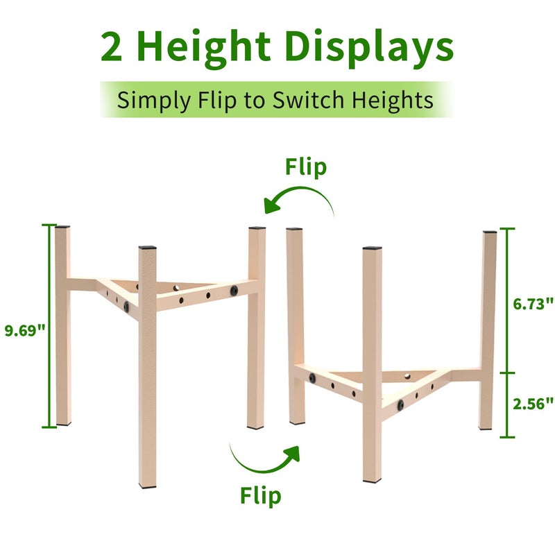 Airpark Aripark Plant Stand Indoor Adjustable  Metal Modern Plant Stands  Small Heavy Duty Stable Plant Pot Flower Holder Outdoor Corner  Fit 8 9 10 11 12 Inch Pots  Light Khaki (Pot & Plant Not Included) - Image 3
