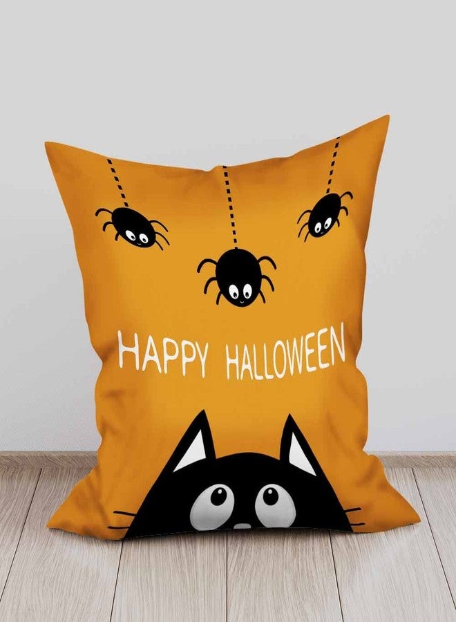 Beabes Throw Pillow Covers Happy Halloween Black Cat and Spider Decor Square Cushion Pillows Cover 18X18 Inch for Men Women for Couch Bedroom Sofa Pack of 2 - Image 3