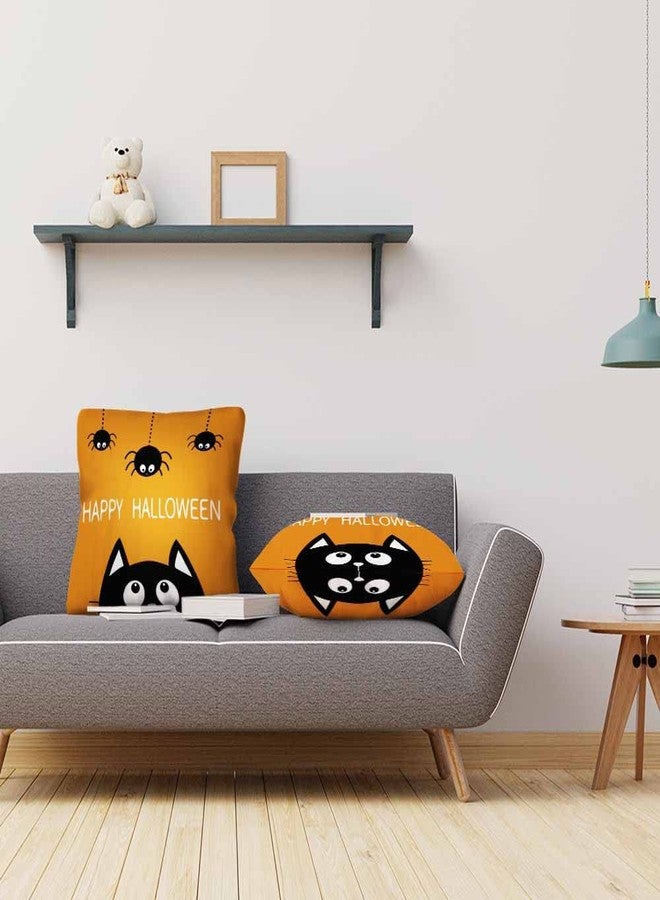 Beabes Throw Pillow Covers Happy Halloween Black Cat and Spider Decor Square Cushion Pillows Cover 18X18 Inch for Men Women for Couch Bedroom Sofa Pack of 2 - Image 5