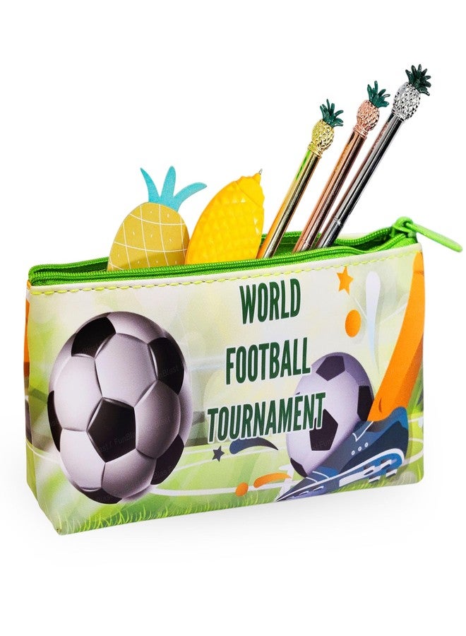 FunBlast Pouch for Kids & Adults - Football Print Pouch, Multipurpose Zipper Pouch for School, Travel, Cosmetic, Office, Stationary, Gadgets, Money Purpose, Handbag, Coin Purse (Random Print) - Image 1