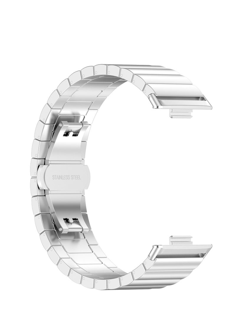 Generic Straps Compatible with Huawei Watch Fit 3 Strap Metal Stainless Steel Bands Replacement Solid Band Business Bracelet for Huawei Watch Fit3 (Silver)  - Image 4