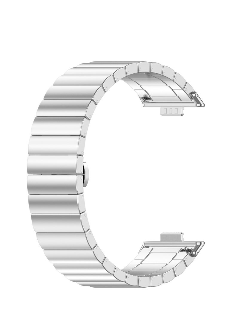 Generic Straps Compatible with Huawei Watch Fit 3 Strap Metal Stainless Steel Bands Replacement Solid Band Business Bracelet for Huawei Watch Fit3 (Silver)  - Image 3