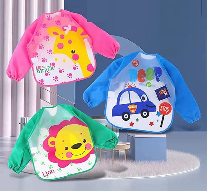 BabyGo Long Sleeve Baby Bibs | Washable Waterproof Feeding Smock Apron for Infants & Toddlers (6–24M), Soft, Reusable & Easy-to-Clean Meal Time Baby Bibs | Set of 2 (Multicolor) - Image 4