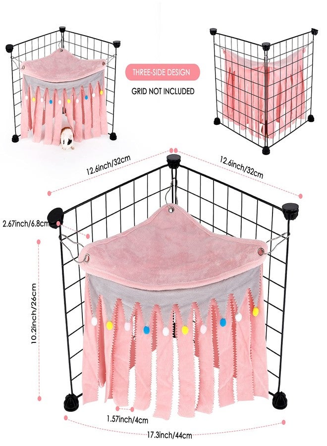 ONEJU Guinea Pig Hideout - Guinea Pig Corner Hideout, Three-Sided Fringes, Triangle Top and Washable Hides, Suitable Hides for Rabbit and Other Small Pets, No Metal Fences, Pink - Image 5