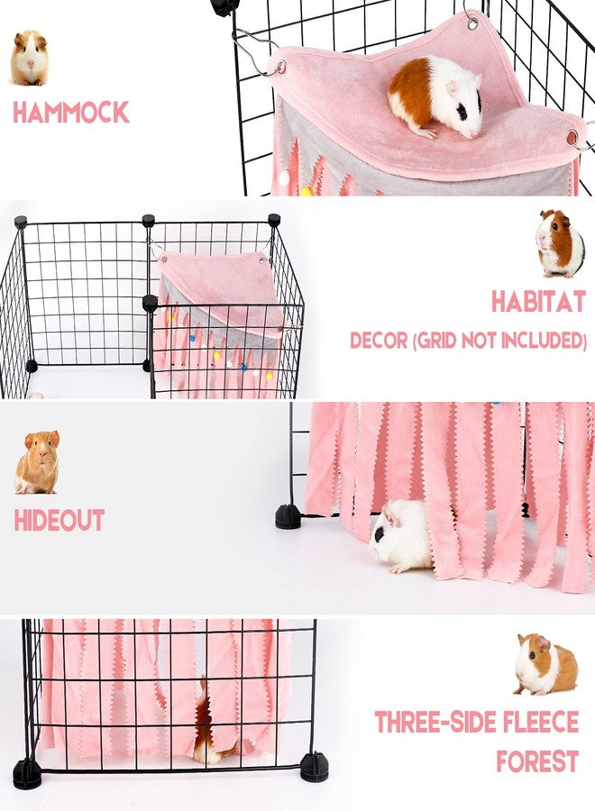 ONEJU Guinea Pig Hideout - Guinea Pig Corner Hideout, Three-Sided Fringes, Triangle Top and Washable Hides, Suitable Hides for Rabbit and Other Small Pets, No Metal Fences, Pink - Image 2