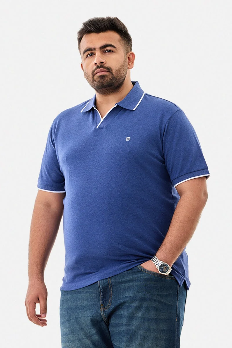 سنيتش تي شيرت بولو مقاس كبير بقصة عادية مطاطي