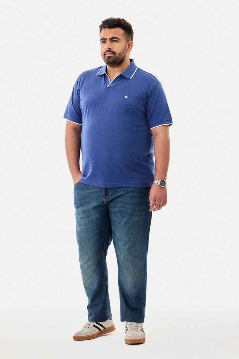 سنيتش تي شيرت بولو مقاس كبير بقصة عادية مطاطي