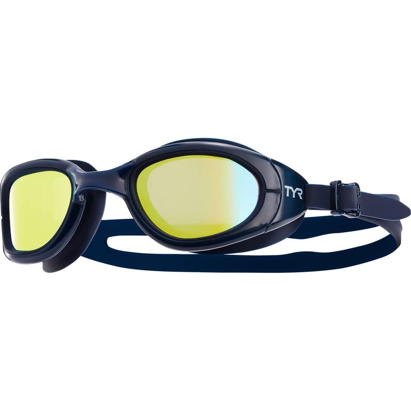 TYR Special Ops 2.0 Swim Goggles with Polarized, Anti-Fog Lenses, For Men and Women, Gold/Navy - Image 1