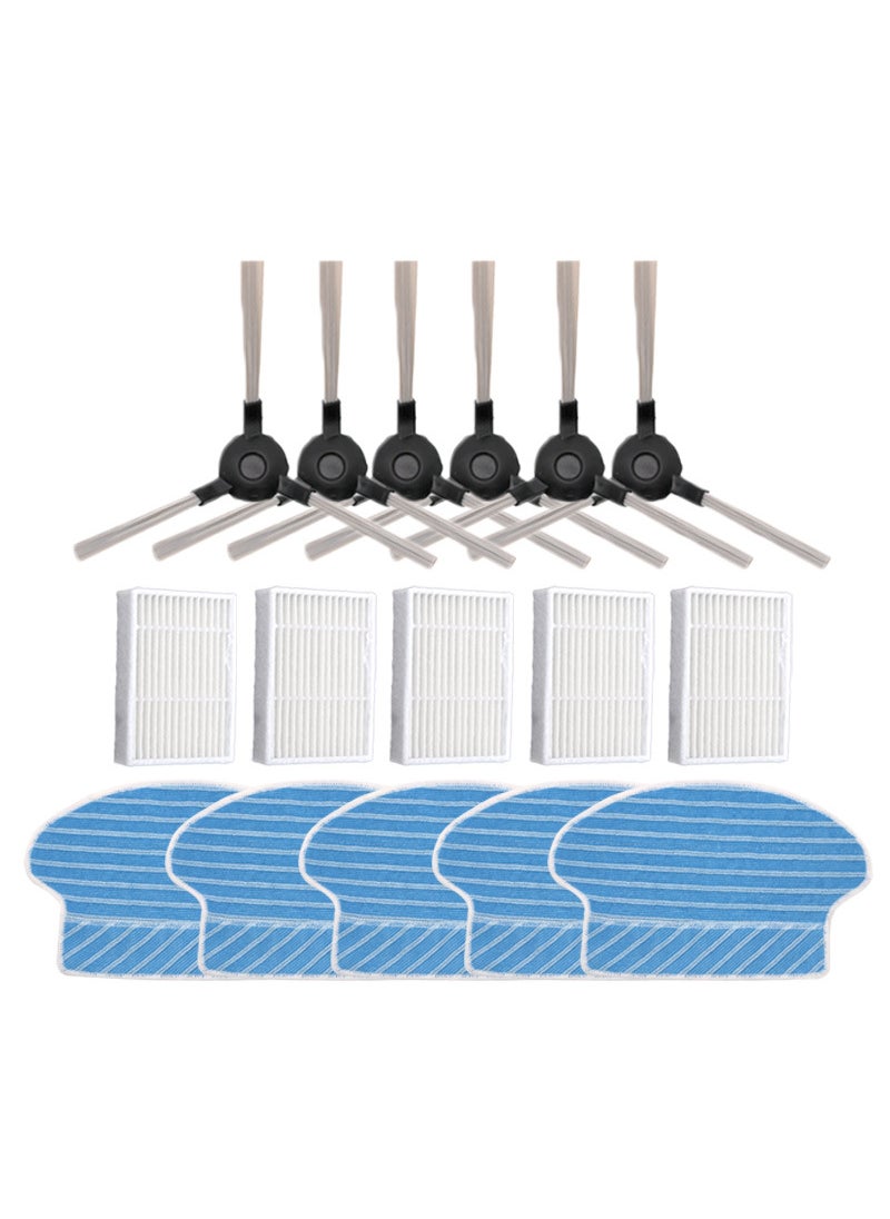 Proscenic Vacuum Accessories Brushes Filters P1 P2 P3 3 pairs of side brushes +5 filter screens +5 rags