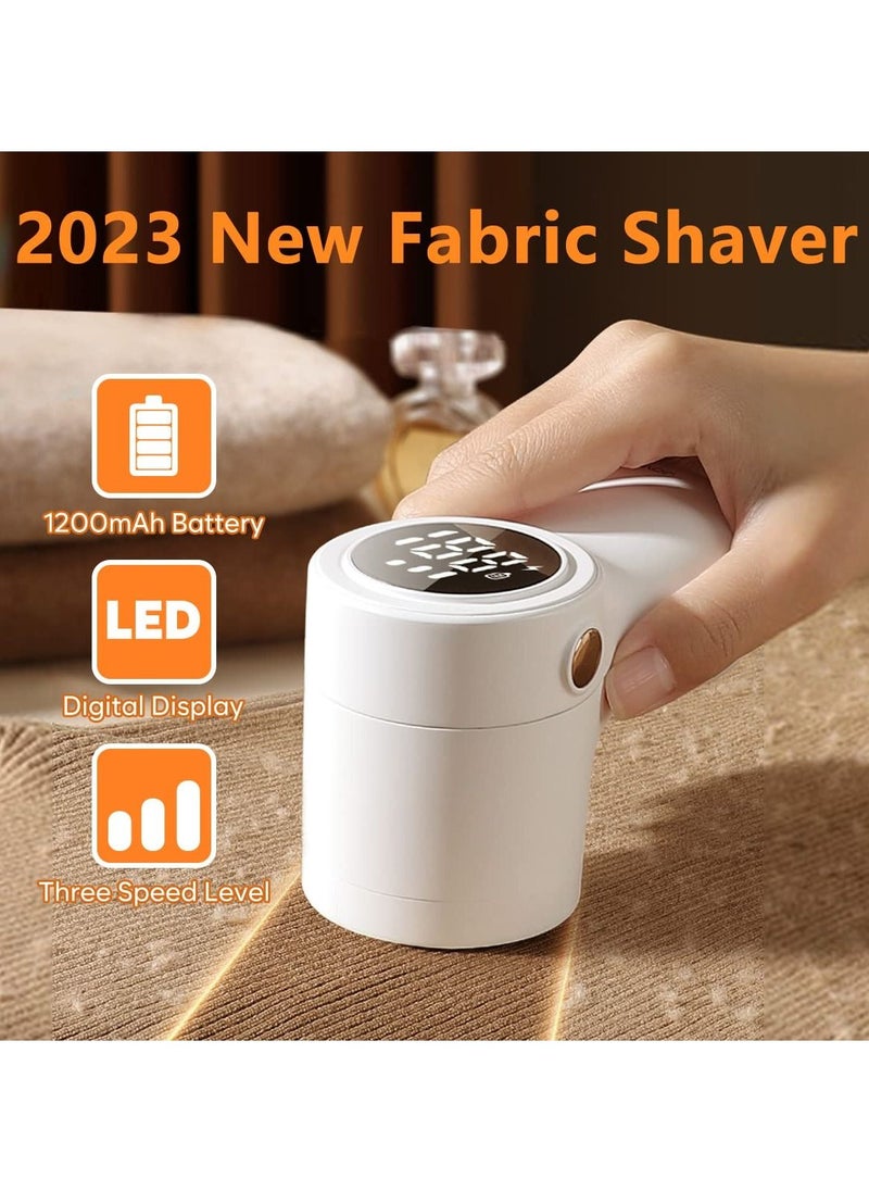 SYOSI - Rechargeable Fabric Shaver, Lint Remover for Clothes with Digital Display, Electric Lint Shaver with 6-Leaf Blades, 3-Speeds Defuzzer for Removing Fuzz and Pill from Sweater, Furniture (1Pcs) - Image 1