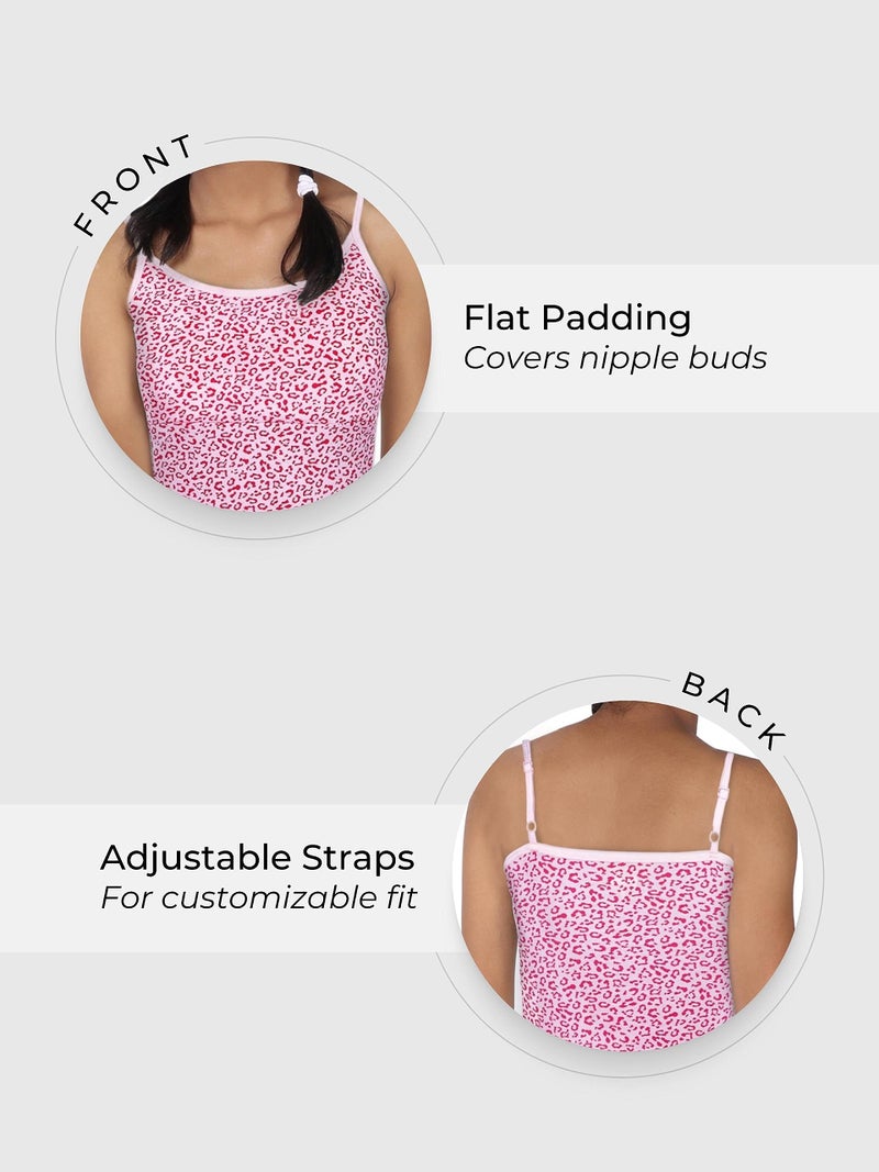 DChica Essentials Padded Camisole Bra for Girls, Sleeveless Undershirts Cami Vest with Adjustable Straps, Cotton Camisole Tank Top/Innerwear for Girls, Pack of 1 - Skin - Image 4