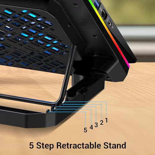 ZEBRONICS NC6500D Laptop Cooling Pad with Support up to 17 inch (43.18 cm) Laptops, Hexa Fans, Speed Control, RGB LED, Detachable Mobile Holder, 5 Step Retractable Stand, Built in USB Ports (Silver) - Image 3