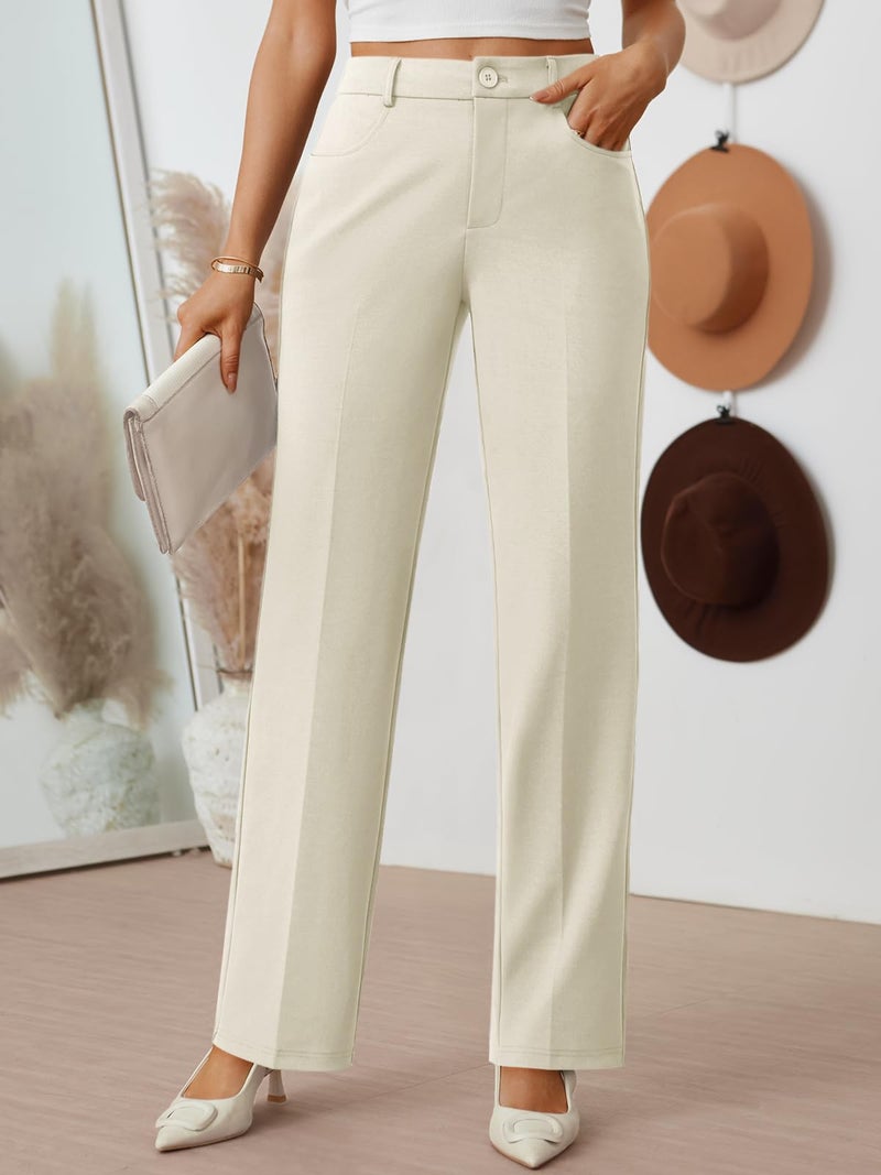 LILLUSORY Work Dress Pants Womens Business Casual High Waisted Trousers Slacks 2025 Fashion Ladies Dressy Straight Leg Teacher Outfits Office Professional Clothes Beige 12 - Image 2
