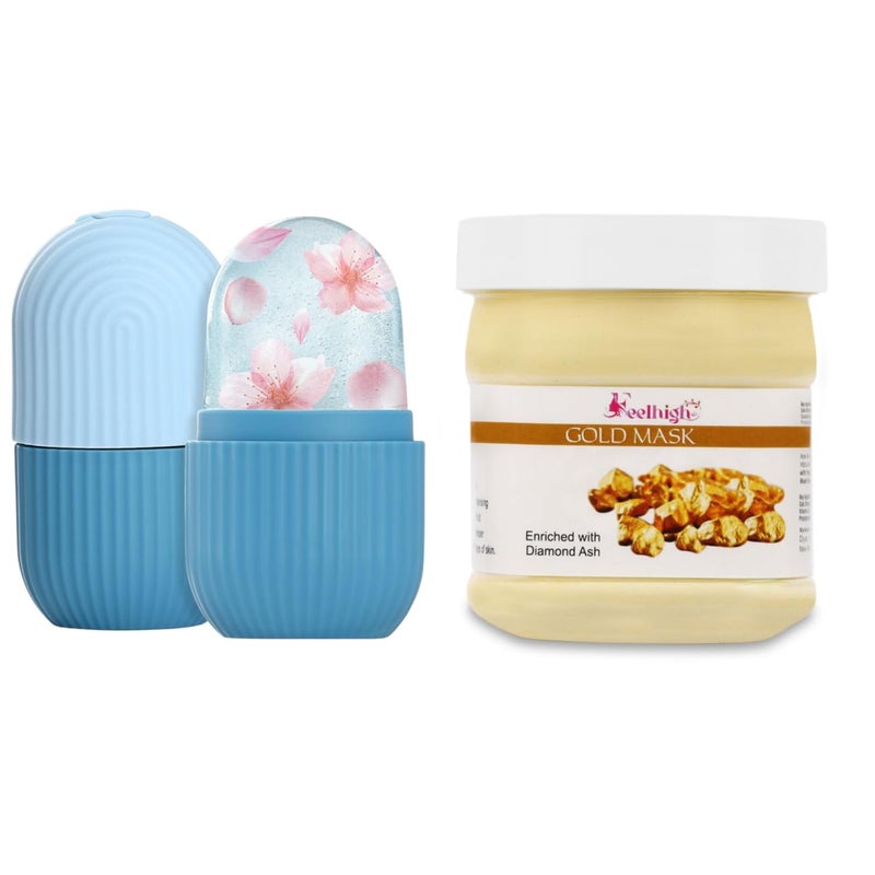 Feelhigh Acne Pimple Spot Removal Combo Face Ice Roller 10gm And Gold Face Pack 500ml Enriched with Gold Extract For Clear SmootherFree Skin All Skin Types - Image 1