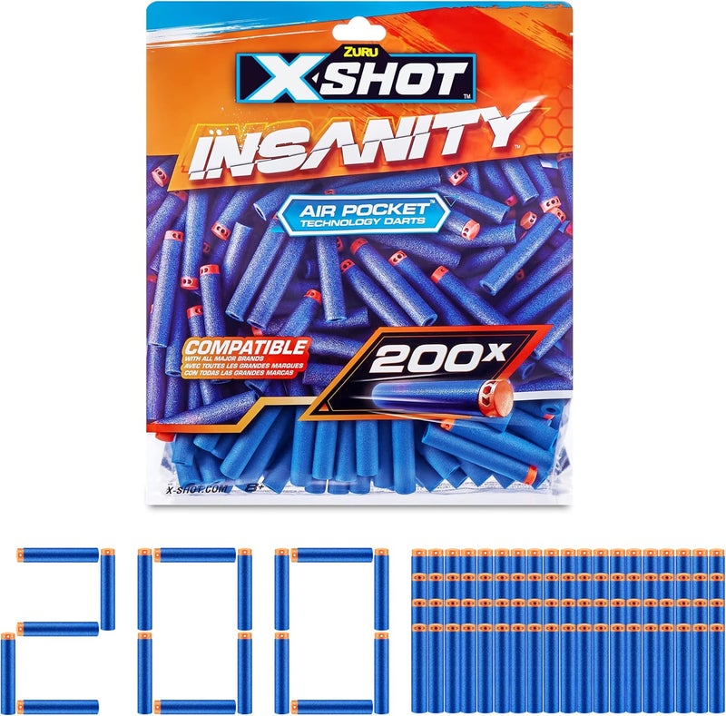 X-Shot Insanity Darts Refill Pack (200 Darts, Blue) - Image 2