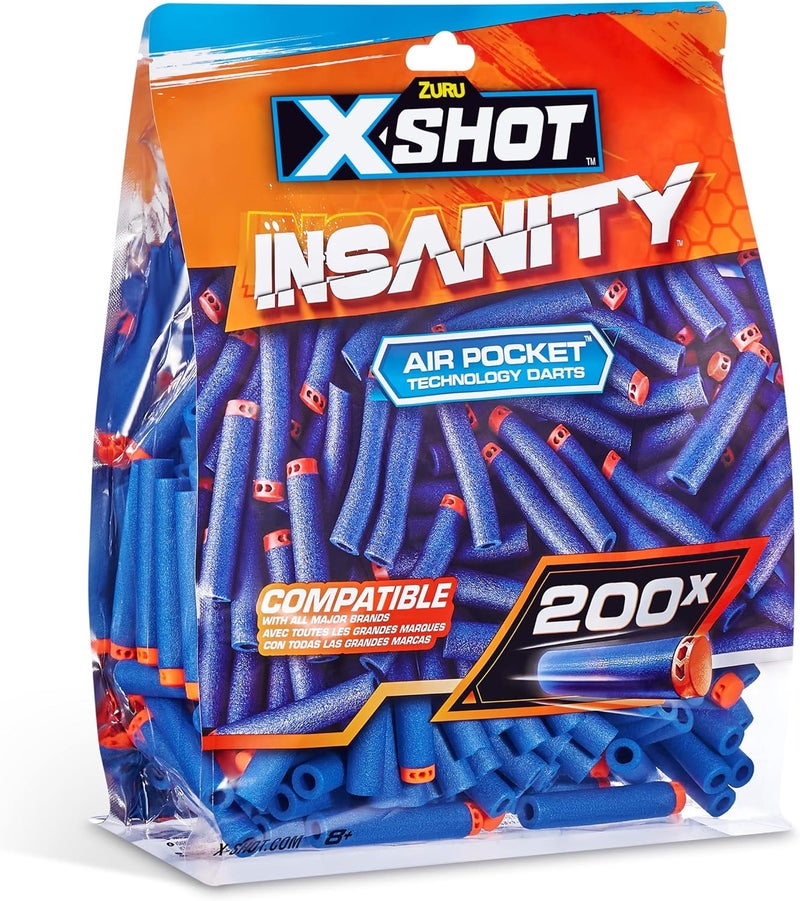 X-Shot Insanity Darts Refill Pack (200 Darts, Blue) - Image 1