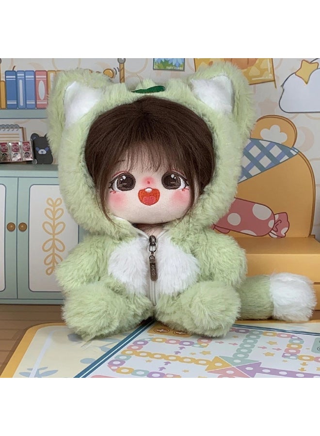 Chestnut Cotton Doll 20cm Non-Attribute Plush Doll Cute Girl's Heart Cute Doll Girl's Birthday Gift-Specifications:20cm With Skeleton-Color:Chestnut Nude Baby + Hairstyle + Bear Sweater Three-piece Set - Image 3